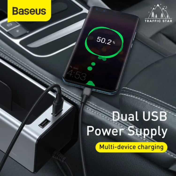 Baseus Metal Car Seat Gap Organizer Storage Box Filler Multifunction Mini Cup Holderwith Dual USB Charging