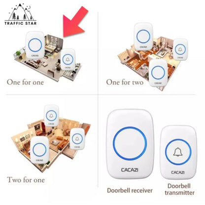 Cacazi Wireless Doorbell, DC Battery Doorbell Range 30 meters Battery Version ( ကြိုးမဲ့လူခေါ်ခေါင်းလောင်း )