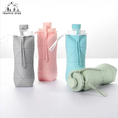 Collapsible Silcone Water Bottle 20oz 600ml Large Lightweight Folding Water Bottle