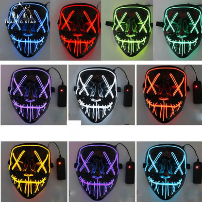 Halloween Mask with Ignition for Cosplay LED EL Wire Illuminated for Halloween Festival Party