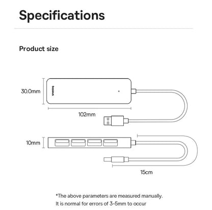 BASEUS 4 Ports USB Hub ABS USB 3.0 for Laptop Multi Splitter Adapter