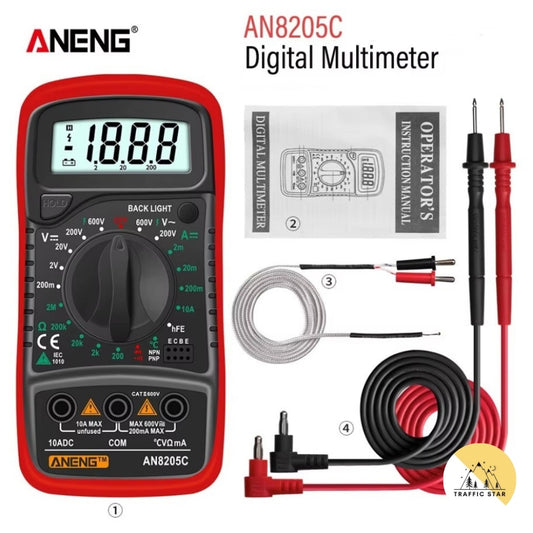 Aneng AN8205C Digital Multimeter AC/DC Ammeter Volt Ohm Multimeter Tester with LCD Backlight Portable