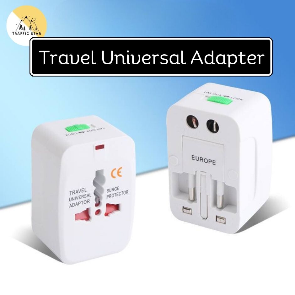 Travel Universal Adapter Multi-plug + 2x USB Charger Plug
