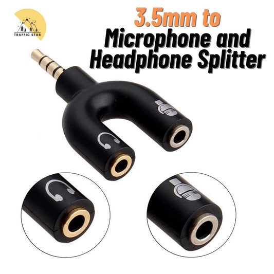 3.5Mm Stereo Male to 3.5Mm Headphone & Microphone Female Plug Adapter