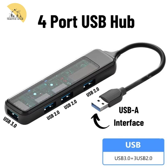 4 Port USB Hub Multi USB 3.0/2.0 Computer Splitter for Phone and Laptop Computer Accessories