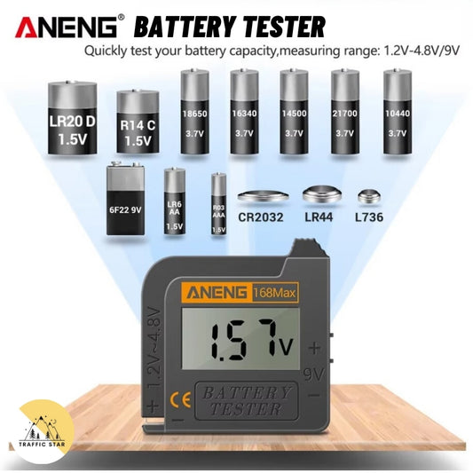 Aneng 168Max Digital Lithium Battery Tester, Battery Voltage Tester Check Battery Capacity Universal Testing Tool