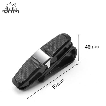 Carbon Fiber Design Car Glasses Clip, Multifunction Dual Clip Car Accessories