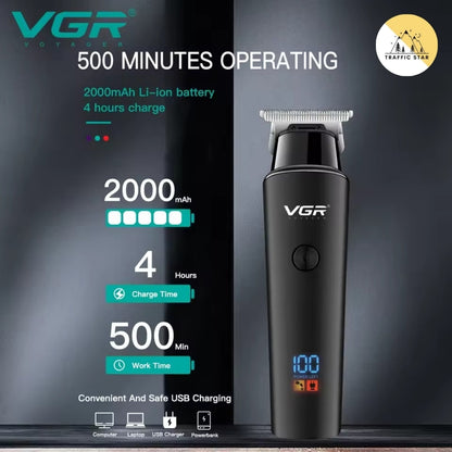 VGR Hair Trimmer 0mm LED Hair Clipper V-937 Digital Display USB Rechargeable