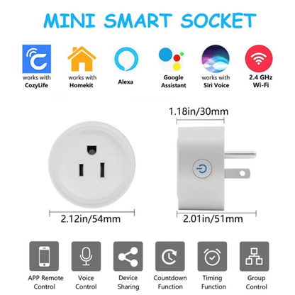 WiFi Smart Plug US Socket Smart Home Power Monitor Timing Outlet Voice Control