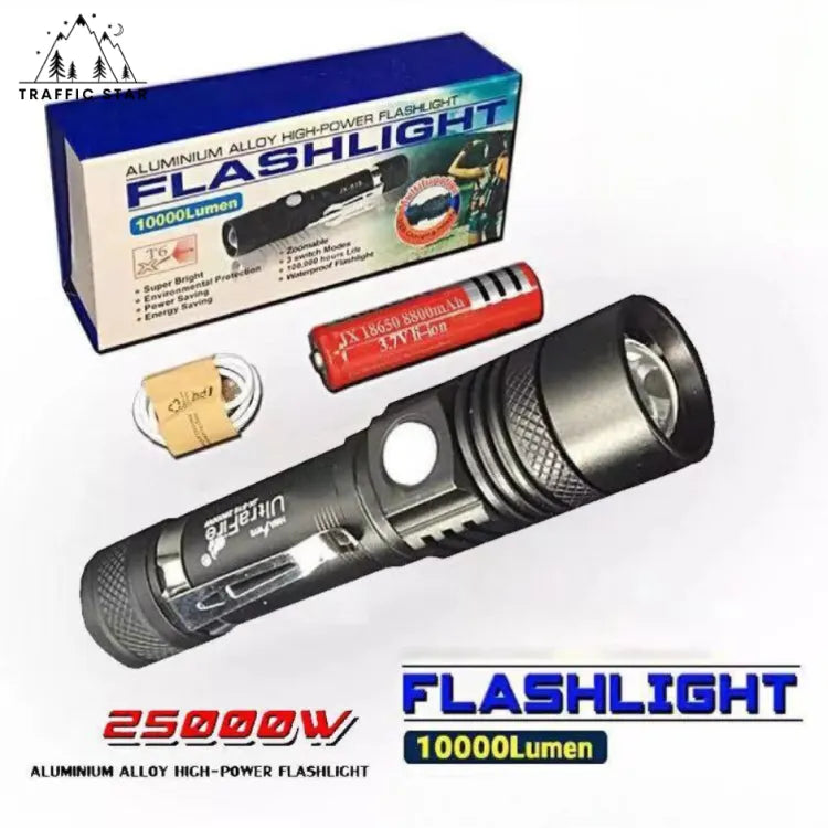 High Power Zoom LED Flashlight 10000 Lumen