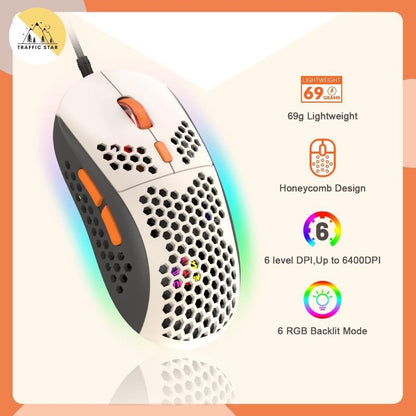 M8 Mouse Lightweight RGB Light Adjustable DPI Wired Mouse