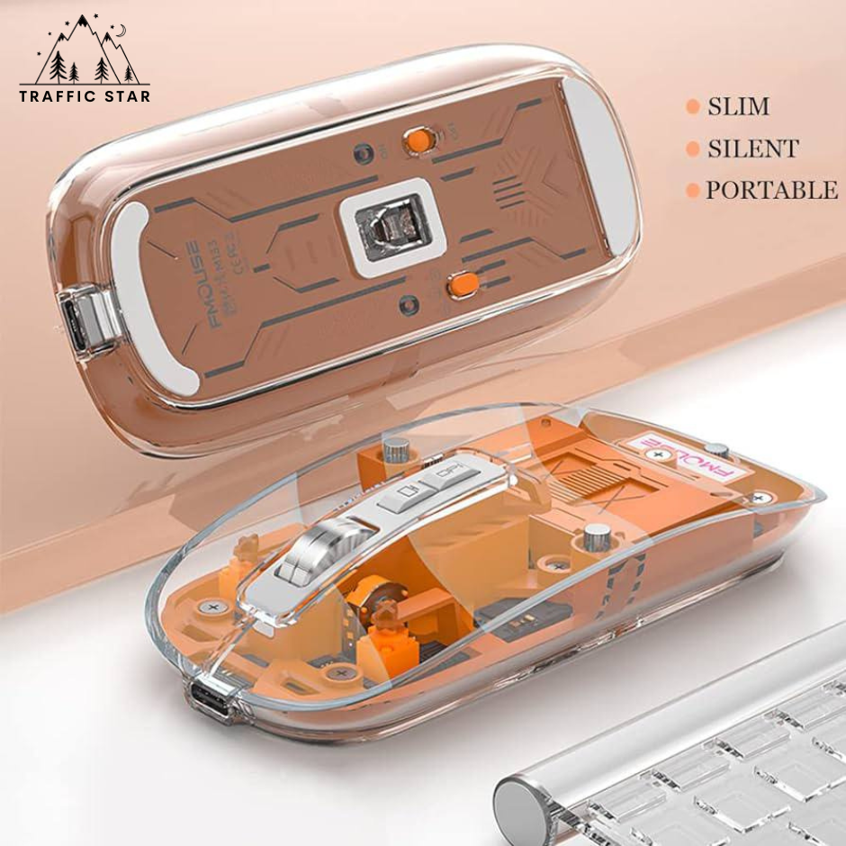 Transparent Wireless Silent Mouse Dual Mode BT5.1 + 2.4G