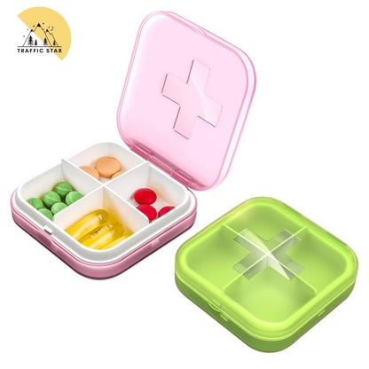 S6 Plastic Medicine Box 4 Grid Portable