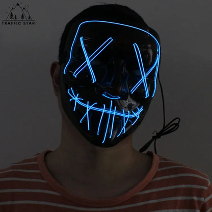 Halloween Mask with Ignition for Cosplay LED EL Wire Illuminated for Halloween Festival Party