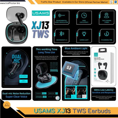 USAMS XJ13 Wireless Earbuds BT 5.3 Sport Headphones