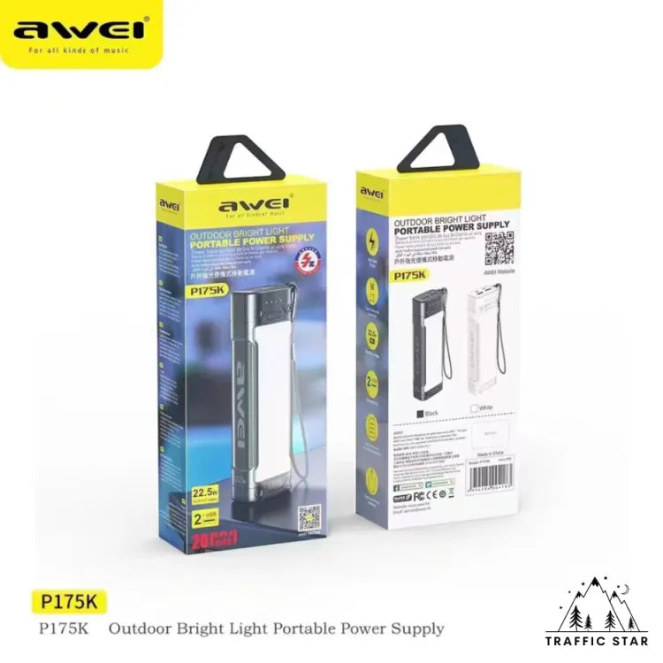 AWEI P175K 20000mAh Powerbank / 22.5W 5A PD + QC Super Fast Charging / 3 Output 2 Input / LED Torch Light