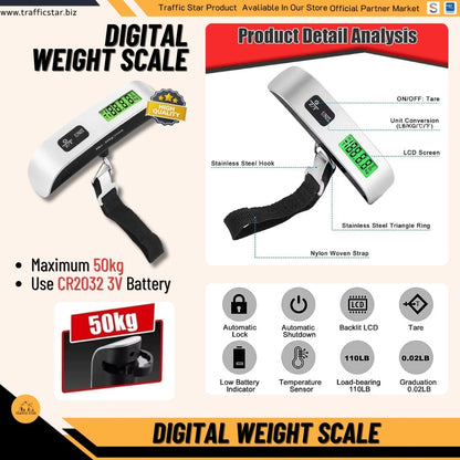 110lbs/50kg Luggage Weight LCD Display Digital Portable Scale Weighting Device (High Quality)