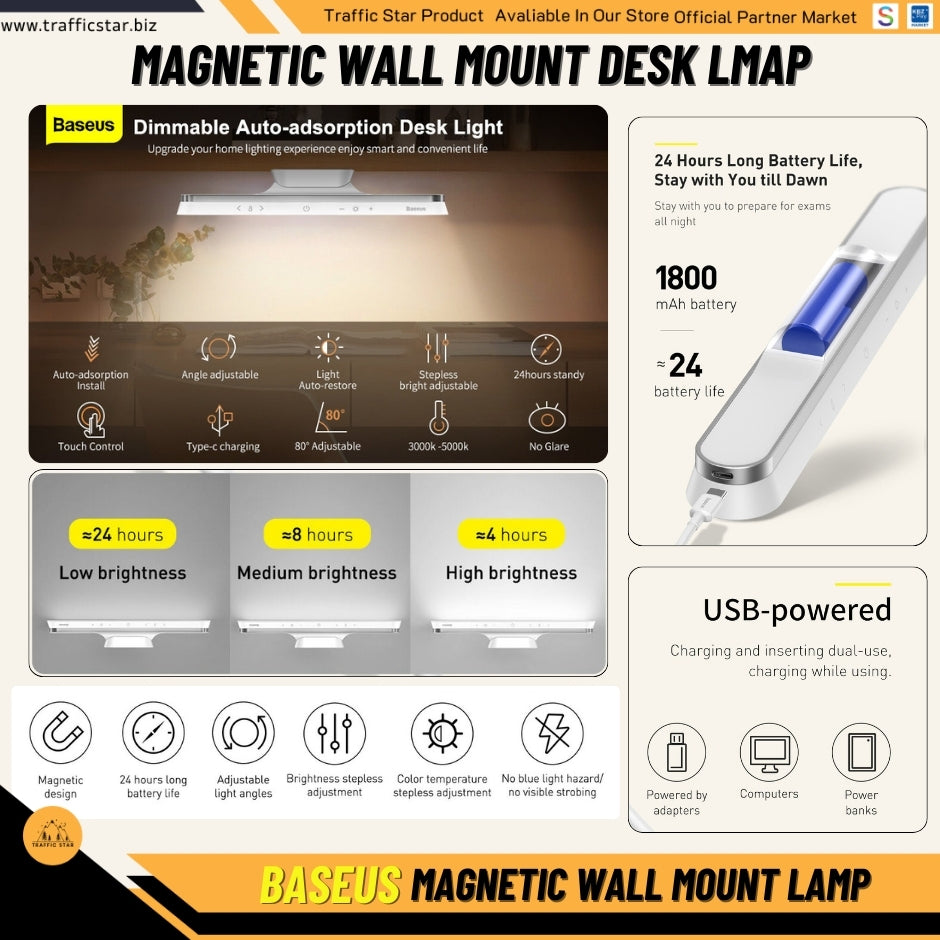 Baseus Magnetic Hanging LED Bulb Desk Hanging Wireless Touch Night Light