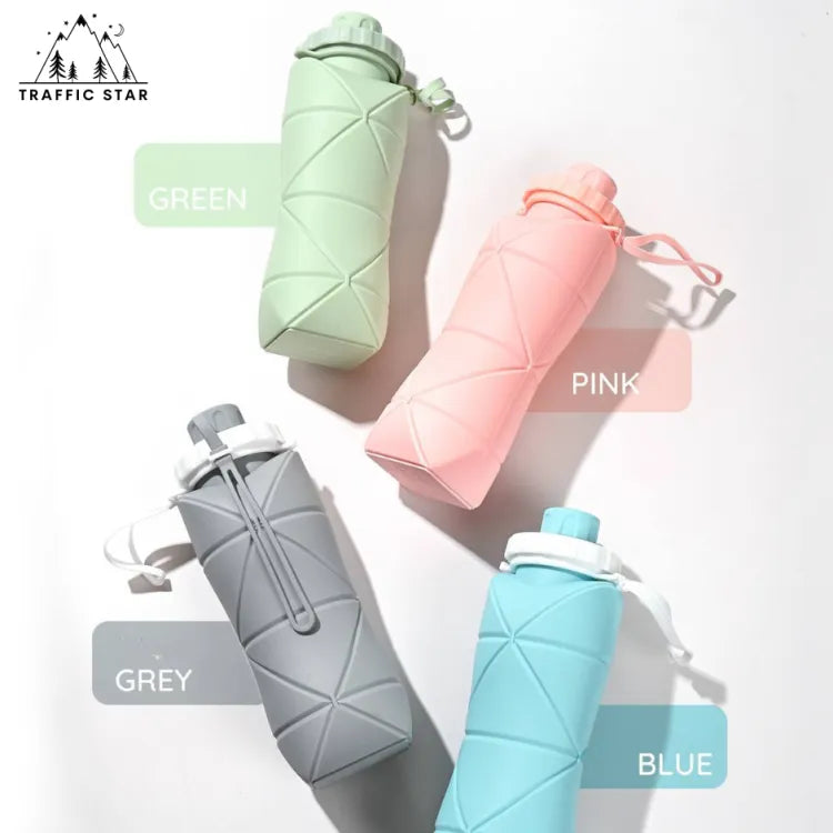 Collapsible Silcone Water Bottle 20oz 600ml Large Lightweight Folding Water Bottle