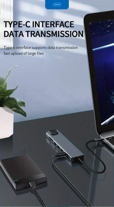 Type C Extender 8 in 1 USB Hub with HDMI Adapter with SD TF Card Reader Rj45 PD Fast Charging