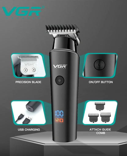 VGR Hair Trimmer 0mm LED Hair Clipper V-937 Digital Display USB Rechargeable