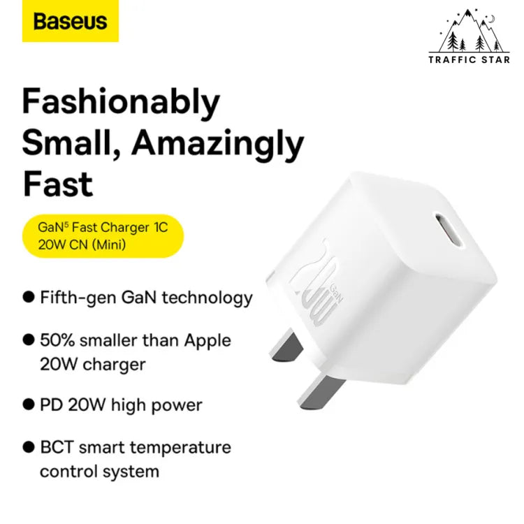 Baseus Mini GaN5 20W Fast Charger For iPhone 14 13 12 11 Pro Max USB Type C Charger Quick Charge 4.0