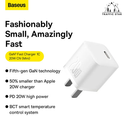 Baseus Mini GaN5 20W Fast Charger For iPhone 14 13 12 11 Pro Max USB Type C Charger Quick Charge 4.0