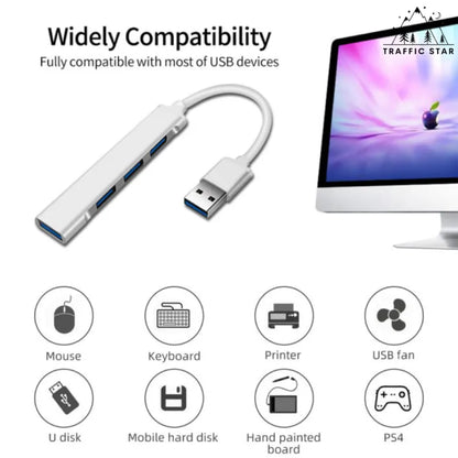 High Speed USB Hub 4 Ports (3.0x1 Port, 2.0x 3 Ports)