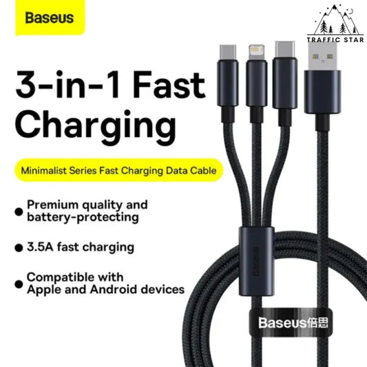 Baseus 3 in 1 USB Cable 3.5A Fast Charging