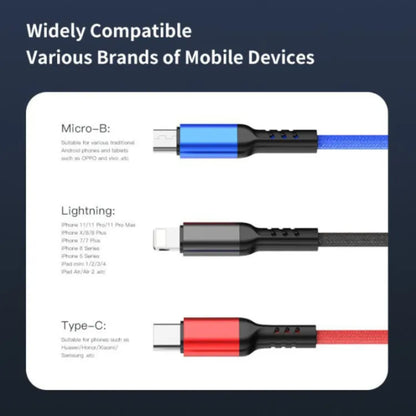 Awei CL-972 3 in 1 charging cable 2.4A fast charging cable Nylon Shield