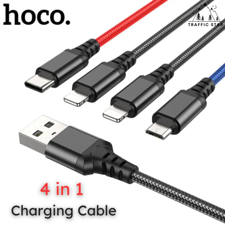 HOCO Original X76 4 in 1 Charging Cable MicroUSB + TypeC + 2 x Lightning