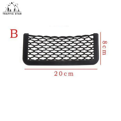 Car Storage Net Phone Holder Little Things Organizer Storage Pocket(ကားအတွင်းခန်းတွင် ကပ်၍ရသော ထည့်စရာနေရာ)