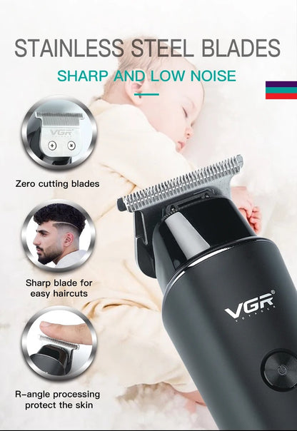 VGR Hair Trimmer 0mm LED Hair Clipper V-937 Digital Display USB Rechargeable