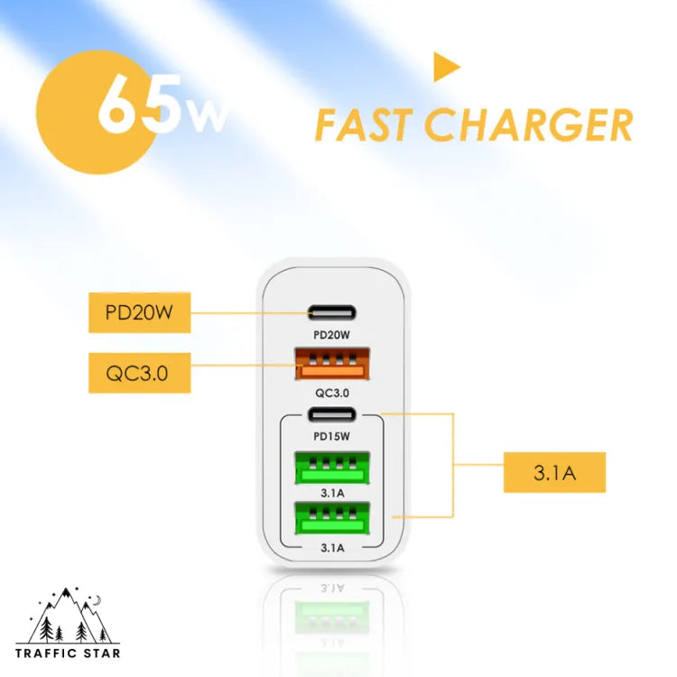 Fast Charging PD 65W Type C Charger QC3.0  US Plug