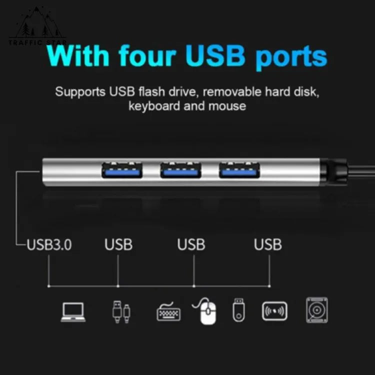 High Speed USB Hub 4 Ports (3.0x1 Port, 2.0x 3 Ports)