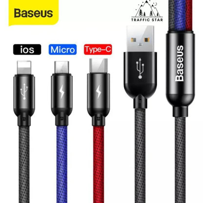 Baseus fast charging cable 3 in 1 USB Cable, Multi cable - Micro, Type C, Lightening