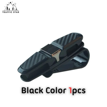 Carbon Fiber Design Car Glasses Clip, Multifunction Dual Clip Car Accessories