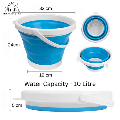 Portable folding bucket silicone plastic bucket 10 Liter Gray Color