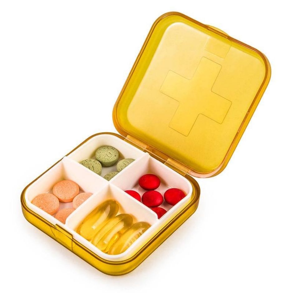 S6 Plastic Medicine Box 4 Grid Portable