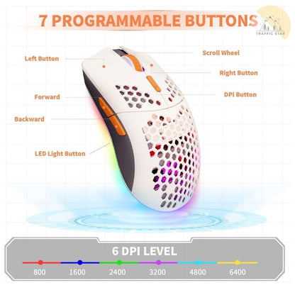 M8 Mouse Lightweight RGB Light Adjustable DPI Wired Mouse