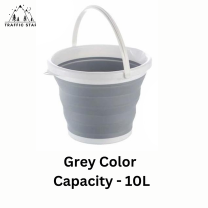 Portable folding bucket silicone plastic bucket 10 Liter Gray Color