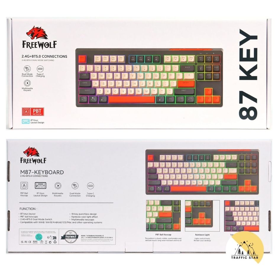 M87 Wireless Membrane Keyboard 87 Keys With Backlit