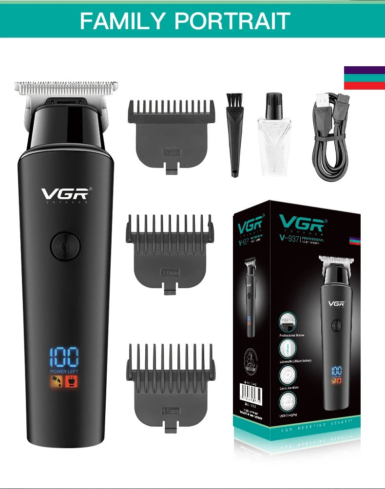 VGR Hair Trimmer 0mm LED Hair Clipper V-937 Digital Display USB Rechargeable