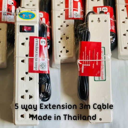 Standard power socket, 5 sockets, 1 switch, 3M cable