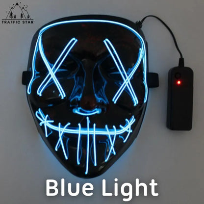 Halloween Mask with Ignition for Cosplay LED EL Wire Illuminated for Halloween Festival Party