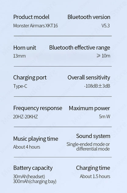 Monster XKT16 BT5.3 Low Latency Noise Reduction TWS