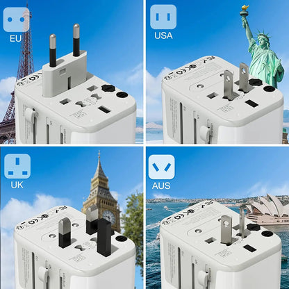 TESSAN Universal Travel Adapter Plug with 3 USB Ports and 1 Type C, All-in-one Wall Charger for US EU UK AUS Travel