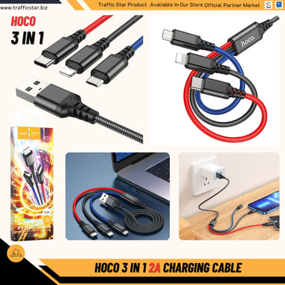 Hoco X76 Charging Cable 3in1 2A Lighting / Micro USB / Type C Charging Cable