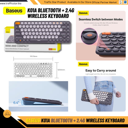 Baseus K01A Bluetooth + 2.4G Wireless Silent Keyboard 84 keys