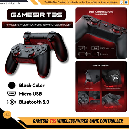 GameSir T3s Bluetooth 5.0 Wireless Gamepad Switch Game Controller For Android, PC, iOS